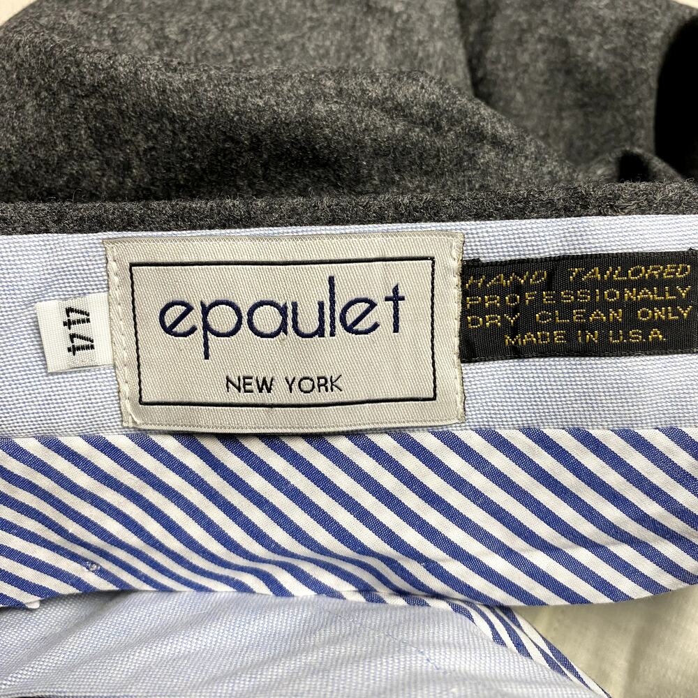 EPAULET Slim Fit Flat Front Wool Cuffed Tailored Dress Pants Gray Men's 44 - Picture 4 of 5